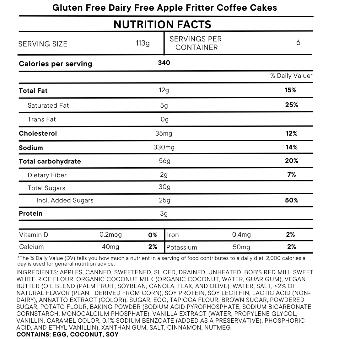 Gluten Free Dairy Free Apple Fritter Coffee Cakes - 6 Pack